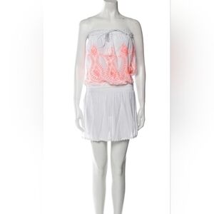 MELISSA ODABASH White Strapless Embroidered Mini Dress Sz. Swim Cover